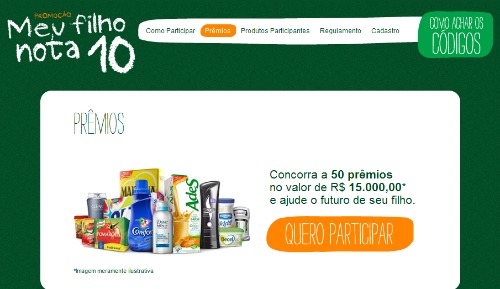 promoção meu filho nota 10